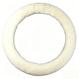 Sisha-A Coprivolante per auto in lana 100% Australia, protezione per volante in pelle di pecora, soffice, caldo, resistente e ad alta elasticità, adatto per volante da 36,8-40,6 cm (beige bianco)