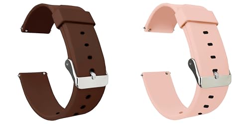 Image of ACM Pack of 2 Watch Strap Silicone Belt 22mm compatible with Beatxp Unbound Neo Smartwatch Casual Classic Band (Brown /Creame Pink)