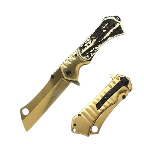 Snake Eye Tactical Heavy Duty Folding Pocket Knife Outdoors Camping Hunting Fishing. (Gold)