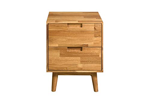 Nordic Story Nachttisch Scandi (Eiche Natur) • 2 Schubladen • Auch als Beistelltisch oder Kommode • Beistelltisch aus Massivholz (Eiche)• Nachtkommode (40 x 40 x 52 cm) Cover