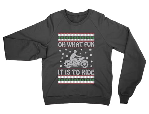 Pull de Noël Oh What Fun It is to Ride Biker idéal pour vos soirées motardes d'hiver