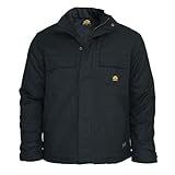 WORKWEYA Flame Resistant Coat FR Insulated Duck Jacket for Men CAT3 Heavy Duty Winter Outwear, Black, X-Large