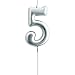 eusbon 5th Birthday Candle, 2.76â€ Big Size Number Candle for Cake Decoration, Birthday Party, Wedding Anniversary, Silver (Number 5)