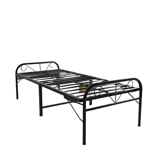 Image of APRODZ Metal Folding Bed Single Size for Sleeping Guest Bed Easily Storable Black Powdercoated (Single, 2.5ft x 6ft)