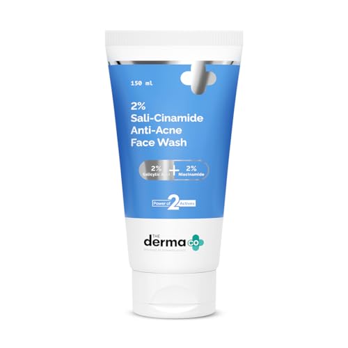 The Derma Co 2% Sali-Cinamide Anti-Acne Face Wash | With 2% Salicylic Acid & 2% Niacinamide I Treats Active Acne & Fades Acne Marks I For Oily & Combination Skin I Power of 2 Actives - 150ml