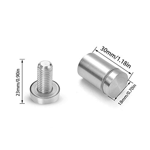 FUJIE 6 Stück Glas Abstandshalter Befestigungen Schilderhalter Abstandschrauben Werbung Schraube für Schilder Displays, Silber