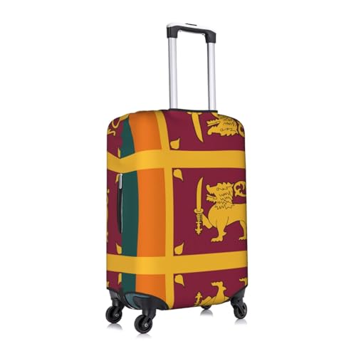 Sri Lanka Flag Print Travel Elastic Suitcase Luggage Baggage Cover Protector, Washable And Anti-Scratch3