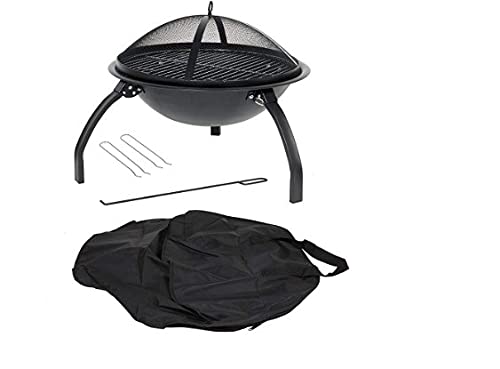 Brasero Exterieur 21Inch Chauffage de Gril En Bois Forme Ronde de Brasero En Fer À Repasser Terrasse de Jardin Fire Bol Cheminée Adapté Au PARC de Plage de Terrasse de Jardin