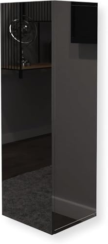 HAJDUK FURNITURE Armoire Murale Suspendue Noir Brillant 35x105x32 cm – Meuble de Cuisine Haut, Placard de Rangement, Étagère Murale Laquée, Meuble Haut de Cuisine...