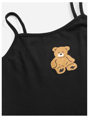 Image of SOLY HUX Girl's 2 Piece Outfits Short Sleeve Crop Top and Cartoon Print Cami Dress Set