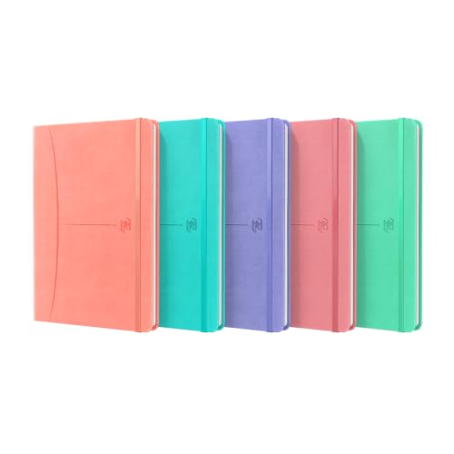 Carnet Signature broché A5 lot de 5 cahiers lignés pastel pour prise de notes