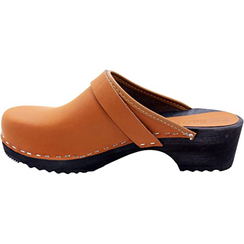 Image of Bjork Maja Wood Open Back Leather Clogs