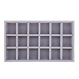 Hileyu Bandeja apilable para Joyas, cajón de joyería de Terciopelo, Organizador de Almacenamiento, aretes, Collares, Pulseras, Anillos, divisores de joyería, Vitrina, para Mujeres y niñas Grey A