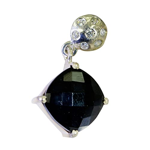 Pendentif en onyx noir véritable coussin et bijoux en argent 925 pour femme