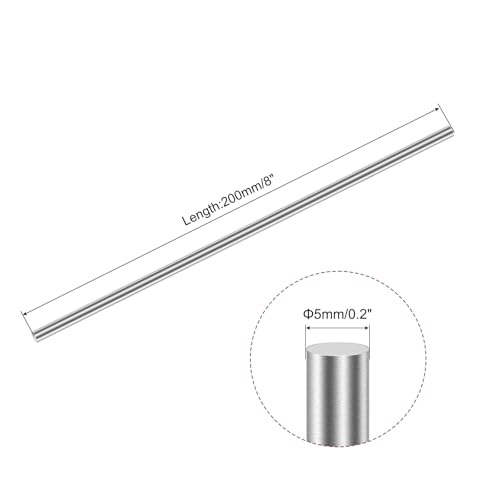 Image of uxcell 5mm x 200mm 304 Stainless Steel Solid Round Rod for DIY Craft - 12pcs