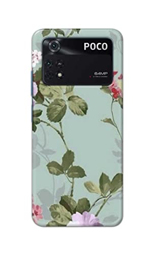 Image of Printed Hard Back Cover Case for Mi Poco M4 Pro 4G Back Cover (Floral Painting) -702