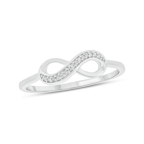 Cali Trove 1/20cttw Diamond Infinity Ring for Women in 10K White Gold | Women's Promise Ring with Round White Diamond Accents | Mother's Day Gift | White Gold Jewelry with Infinity Sign for Women 8