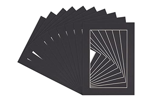 Poster Palooza 5.5x8.5 Mat for 8.5x11 Frame Acid-Free Kit with Backing Board Clear Bags Black 5.5x8.5 Photo Matte Made to Fit a 8.5x11 Picture Frame Matboard for Framing, Pack of 25 Mats