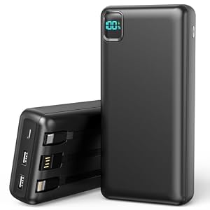 Power Bank 50000mAh, 30W USB C Handyakkus Schnellladen 3 integrierte Kabel