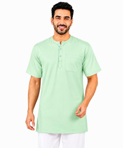 Image of Men's Cotton Halfsleeve Short Kurta for Summer