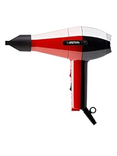 Phon per capelli Elchim 2001 HP Rosso&Nero | Asciugacapelli Professionale | Due Velocità | Cinque temperature | Motore di Lunga Durata | Per Capelli Morbidi e Setosi |1700-2000W 220-240V