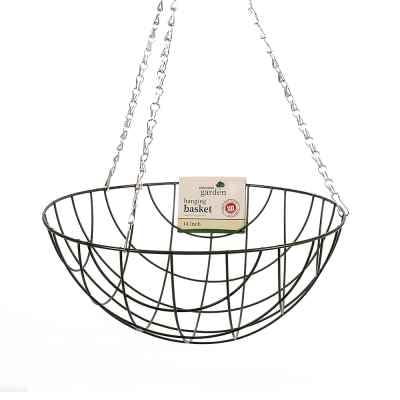 Garden Mile 14" Hanging Flower Basket Round Metal Planter with Chain — image 1