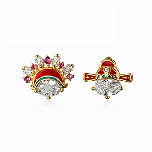 Boucles d'oreilles opéra chinois asymétriques en argent 925 pour éviter les allergies et le style banal
