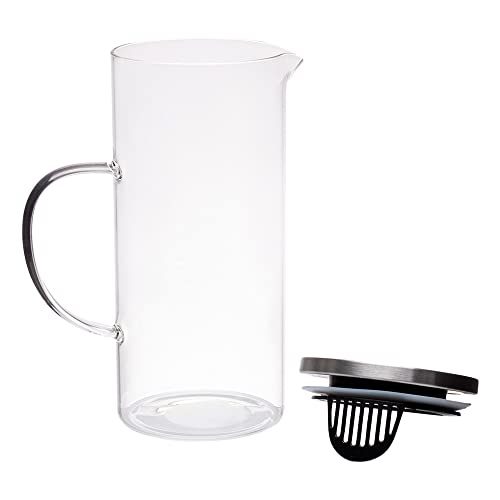 Mimo Style Jarra de Vidro Borossilicato Com Alça e Tampa Hermética Removível em Silicone e Aço Inoxi