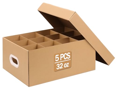 32oz Mason Jar Storage Box with Handles 5PCS Canning Jar Cardboard Storage