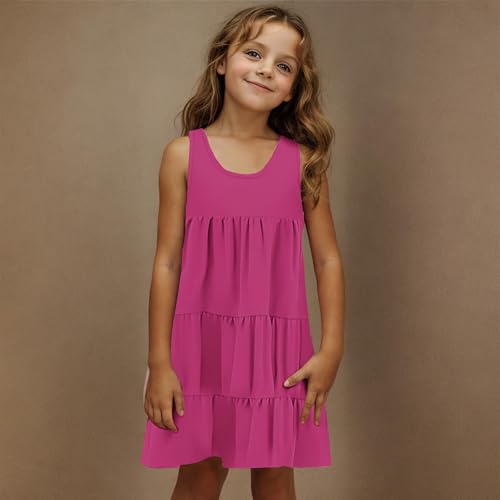 Girls 2025 Sundresses Summer Flowy Sleeveless Casual Crewneck Boho Dresses Beach Vacation Clothes Size 4-14 Years2