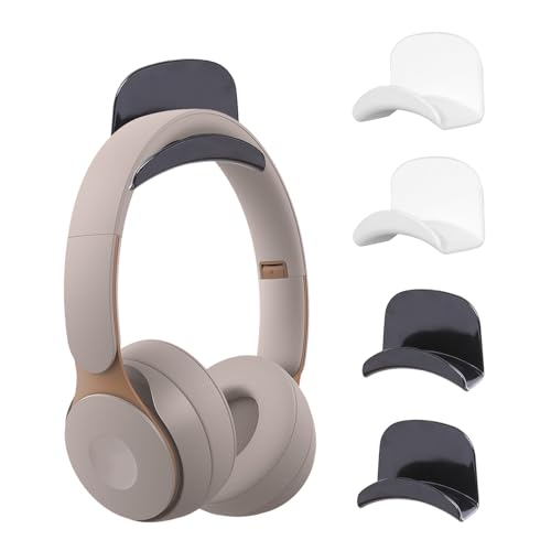 Senteen Universal Soporte Auriculares 4 pcs Headset Stand Holder Adhesiva Soporte Cascos Mesa Gancho Sujeta Colgador Auricular para la Mayoría de los Auriculares y el Controlador (Blanco + Negro)