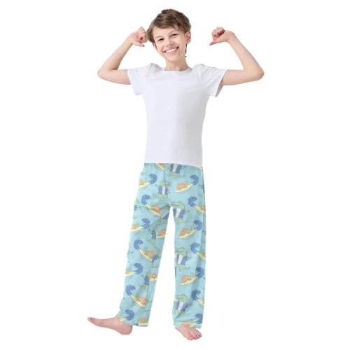 Crocodile Turtle Surf Boys Long Pants Soft Trousers Elastic Waist Kids Lounge Bottoms with Pockets S-XL2