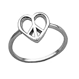 Sólido 925 plata esterlina amor paz anillo, anillo rosado, anillo delicado, anillo de corazón, anillo delicado, anillo bohemio bohemio, anillo minimalista, regalos únicos del día de las madres