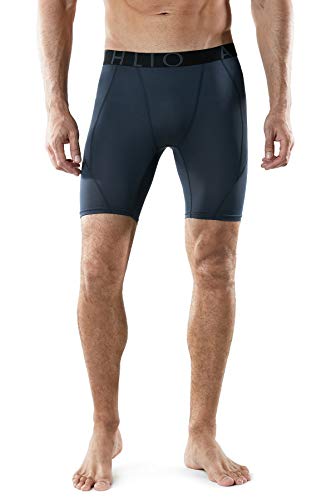 ATHLIO Men's Athletic Cool Dry Compression Shorts, Sports Performance Active Running Tights, 3pack(bsp06) - Black/Charcoal/Orange, XX-Large - Thumbnail 4
