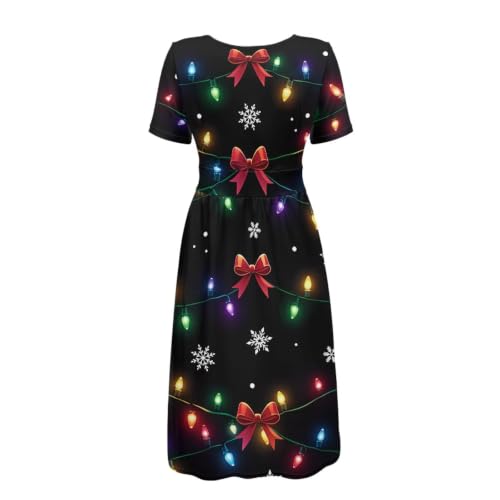 Image of Women's Summer Dresses Short Sleeve Formal Dresses with Pockets