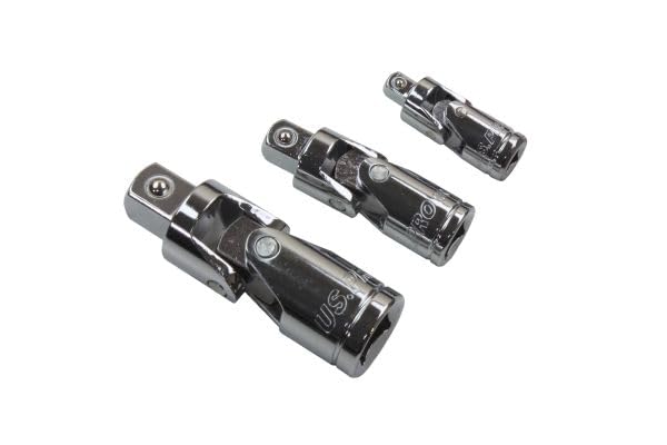 US Pro 3 Piece Universal Joint Socket Adapter Bendy Knuckles Set 1/2" 1/4" 3/8, Variety pack