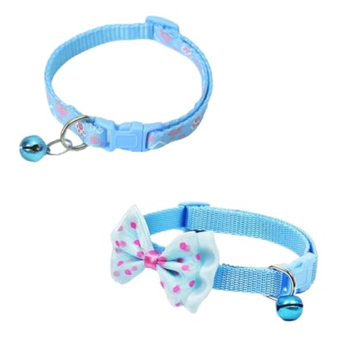 YellowCult 2 Piece Pet Collars for Cats, Puppies, Small Dogs, Fat Rabbits with Adjustable Size, Bell & Buckle Safety Lock-[Party Paw & Bow]-[Light Blue] (B0D17FVPS5) Amazon Price History, Amazon Price Tracker