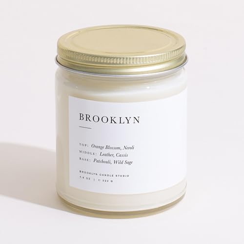 Brooklyn Candle Studio Brooklyn Jar Candle - Luxury Scented Candle Vegan Soy Wax Hand Poured in The USA 50 Hour Slow Burn Time - 7.5oz