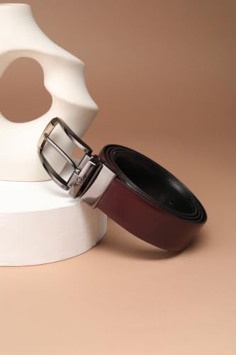 Image of Louis Philippe Men's 100% Italian Leather Dual Tone Zinc Alloy Buckle Formal Reversible Belt