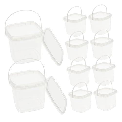 DECHOUS 10-pack Square Ice Cream Bucket Lid Popcorn Snack Bucket Reusable Small Buckets Night Supplies