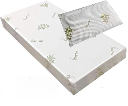 DOLCI SOGNI Baby Matratze 70x140 cm mit Kissen, 16 cm Dick, Reisebett Kindermatratze 70x140, Für Kinderbett oder Gitterbett, Bezug aus Aloe Vera ist Abnehmbar und Waschbar Babybett Matratze 70x140 cm