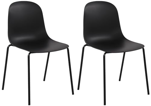 CLP 2er Set Stühle Hardin, stapelbare Gartenstühle, wetterfest und UV-beständig, Outdoor-Stuhl für Balkon, Terrasse und Esszimmer, Farbe:schwarz