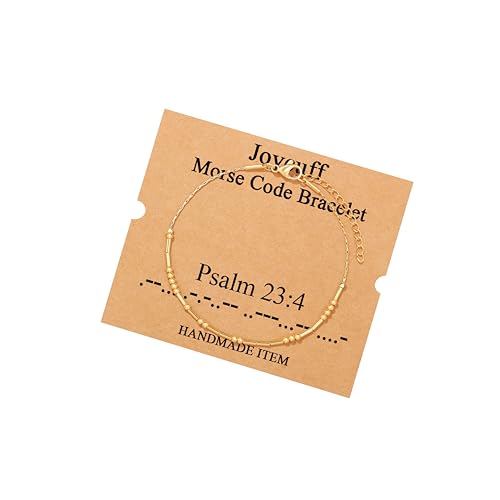 Image of JoycuFF Inspirational Morse Code Bracelets for Women Silver Beads Jewelry Encouragement Mantra Gifts for Her