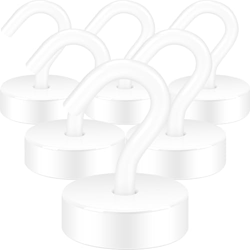 Neosmuk Magnethaken 18kg Magnet Haken Extra Stark für Spind Organizer Neodym Magnete Haken Magnetisch Sehr Stark für Werkstatteinrichtung Heckzelt Grill Kleiderhaken Weiß