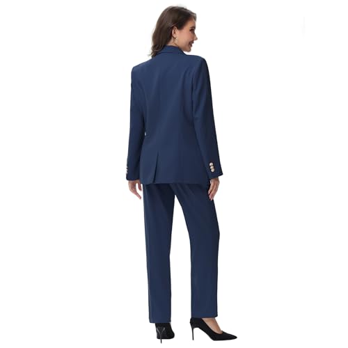 Lamgool Women Pants Suit Double Breasted 2 Piece Blazer Set Work Casual Jacket Outfits for Business4