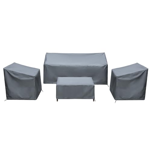 Baner Garden Patio Furniture Covers,Outdoor Furniture Cover Waterproof,Patio Furniture Set Covers for 4 Piece Outdoor Conversation Set,Patio Covers Set-XX-Large (Grey) Baner Garden Patio Furniture Covers,Outdoor Furniture Cover Waterproof,Patio Furniture Set Covers for 4 Piece Outdoor Conversation Set,Patio Covers Set-XX-Large (Grey)