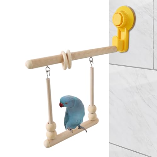 Jubilofex Vogel-Sitzstange, natürlicher Holzständer – mit starkem Saugnapf, Vogelspielzeug für...
