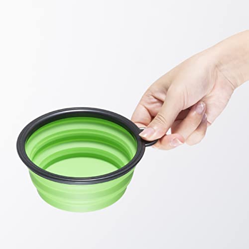 HORRAu 2*350ml Collapsible Dog Bowls with Carabiner Clip, Portable Travel Pet Food Water Bowl(Blue+Green) - Image 4