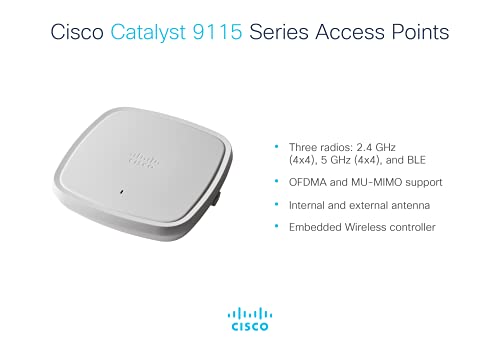 Image of Cisco Catalyst 9115AXI-B Wireless Access Point, Wi-Fi 6, 4x4 MU-MIMO, Controller Managed, PoE, Internal antenna, (C9115AXI-B)