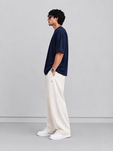 Image of PeaceOut Oversized T Shirt for Men | 240 GSM Heavyweight Cotton T Shirt | Drop Shoulder Oversized Tshirt for Men | Baggy Loose Fit Streetwear Round Neck Half Sleeve Casual Wear